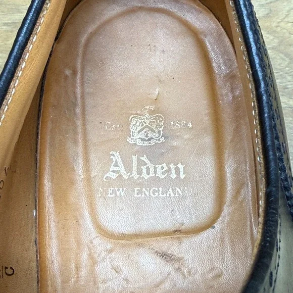 Alden Medallion Cap Toe Mens 11 A/C Black Leather Dress Shoes 909